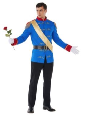 Morph Prince Charming Men's Costume - Blue Jacket with Gold Sash Sz L